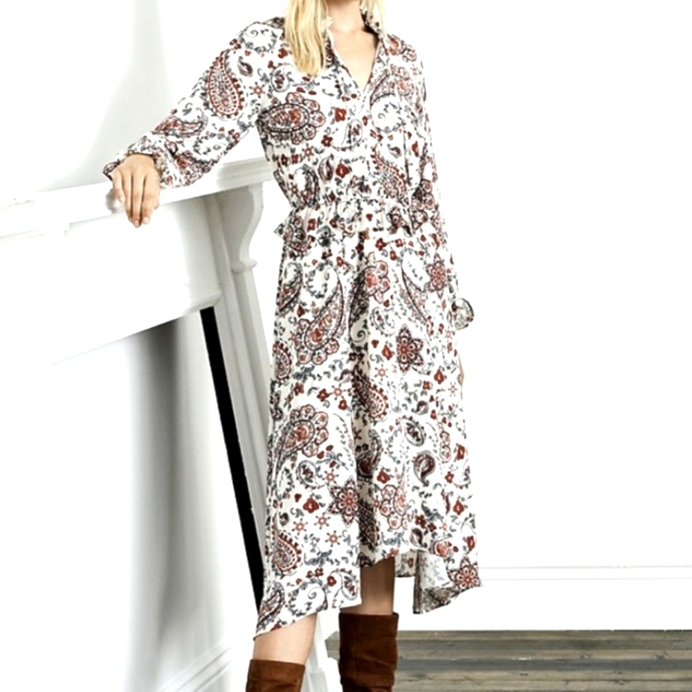 Banana Republic Long Sleeve Floral Peasant Dress